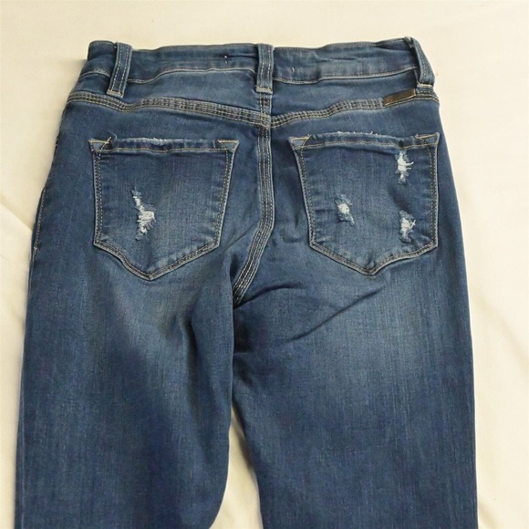 KanCan 1 / 24 Exposed Button Fly Skinny Dark Destroyed Stretch Denim Jeans - Picture 6 of 7